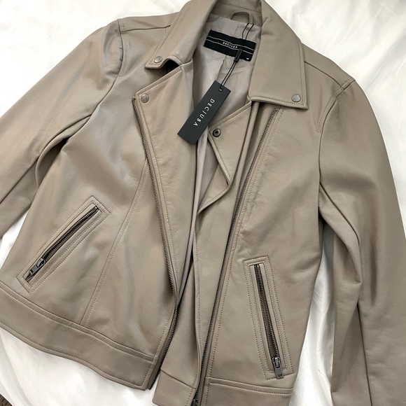 Decjuba Sian Letherette Jacket - Taupe Grey Size 10 - Picture 2 of 4